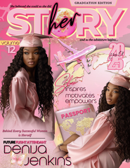 Pink Her Story Graduation Magazine Cover – Editable CANVA Template 8.5X11