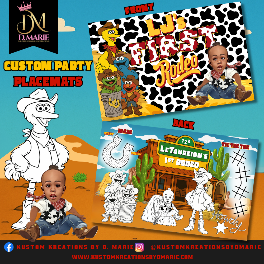 11x17  Custom Party Placemats – Personalized with Any Theme